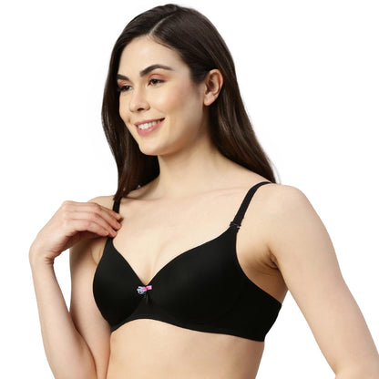 Enamor F023 Perfect Plunge T-shirt Bra Padded, Wirefree & Medium Coverage