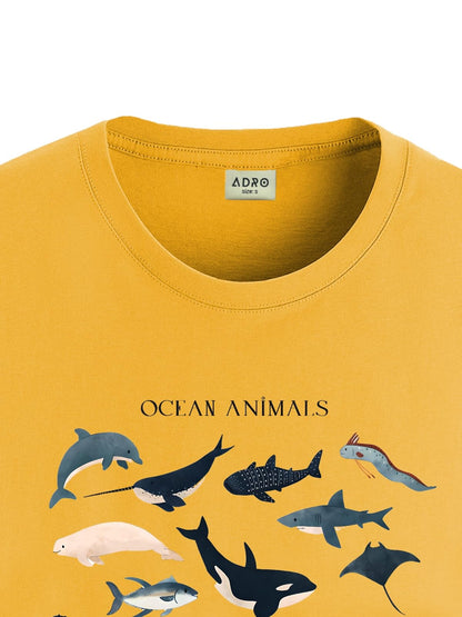 ADRO T Shirts for Boys & Girls || Ocean Sharks Printed T-Shirt || Ages 3-14 || 100% Cotton Round Neck Tshirt for Boys & Girls||K
