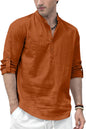Zombom MenS Solid Cotton Blend Straight Kurta Shirt, Regular Fit Full Sleeve Short Kurta Shirt Brown