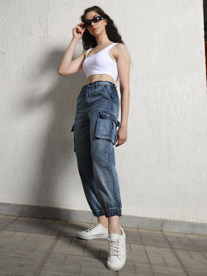 Hubberholme Women Blue Summer Cotton Relaxed Fit Jeans