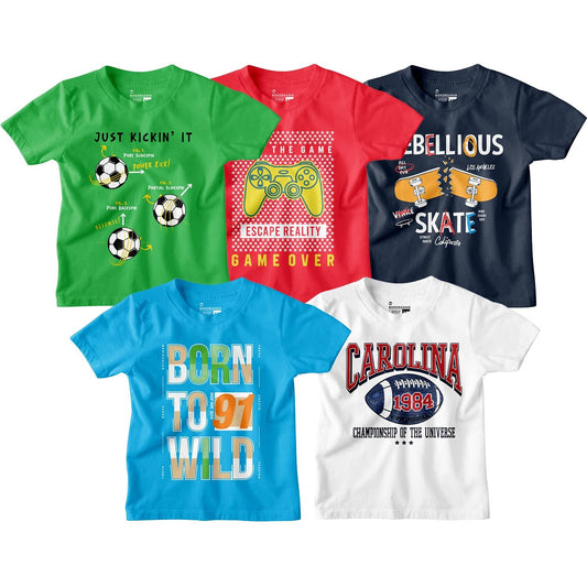 Bon Organik Boys Regular Fit T-Shirt (BON15060_Multi