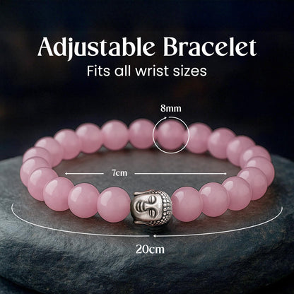 Astrotalk Rose Quartz Bracelet with Buddha Charm | Promotes Love, Healing & Inner Peace | Healing Astrology Bracelet for Women | Certificate of Authenticity