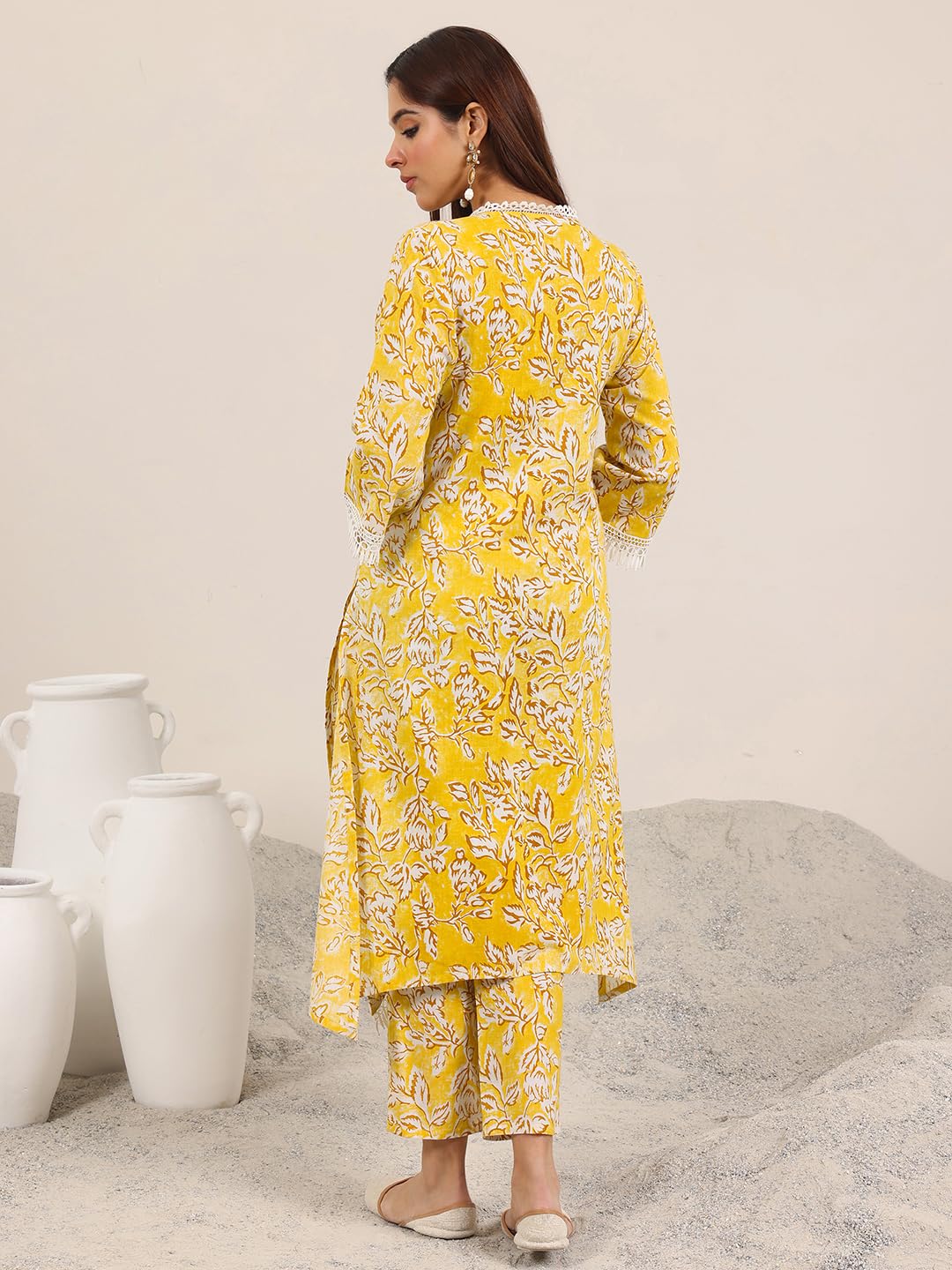 Libas WomenS Cotton Blend Kurta Sets (400430R_Mustard