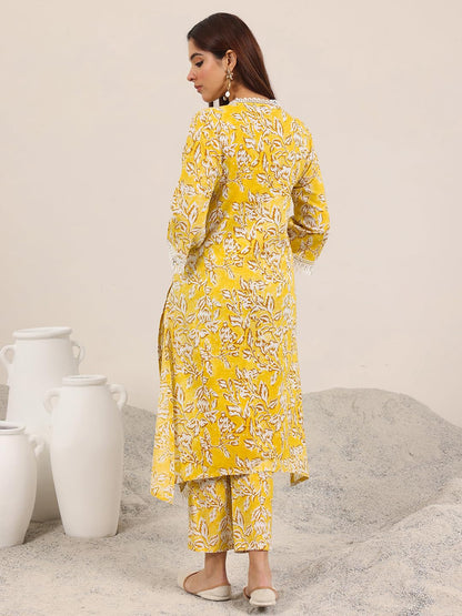 Libas WomenS Cotton Blend Kurta Sets (400430R_Mustard