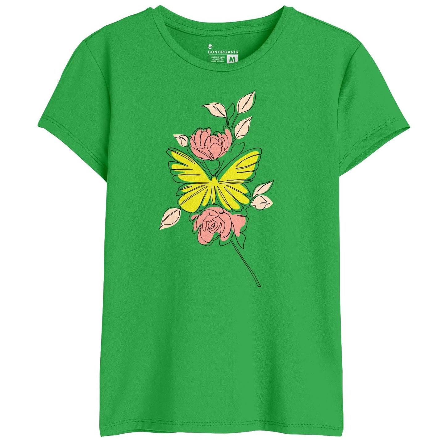 Bon Organik Womens Regular Fit T-Shirt (BON11508_Green