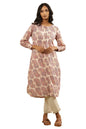 Folksong by W Women White Printed Cotton Straight Kurta