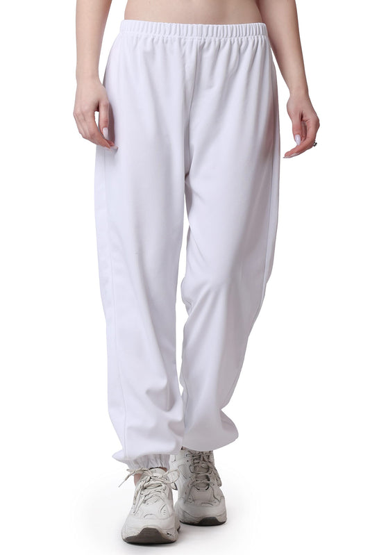POPWINGS Casual Solid Joggers for Women || Loose Fit Joggers for Women ||Joggers for Summer Wear White