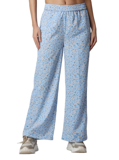POPWINGS Casual Printed Trouser for Women || Loose Fit Trouser for Women || Latest Stylish Pull-On Trouser for Women || Casual S