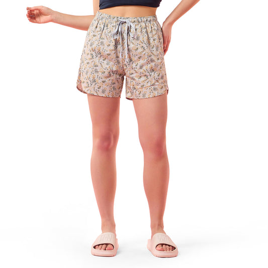 Enamor Womens Boxer Shorts (E7A1_Blue Botanical Print