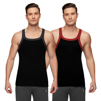 XYXX Mens Super Combed Cotton Square Neck Knitted Vest - High Moisture Absorbing Innerwear for Men with Anti-Bacterial Silver F