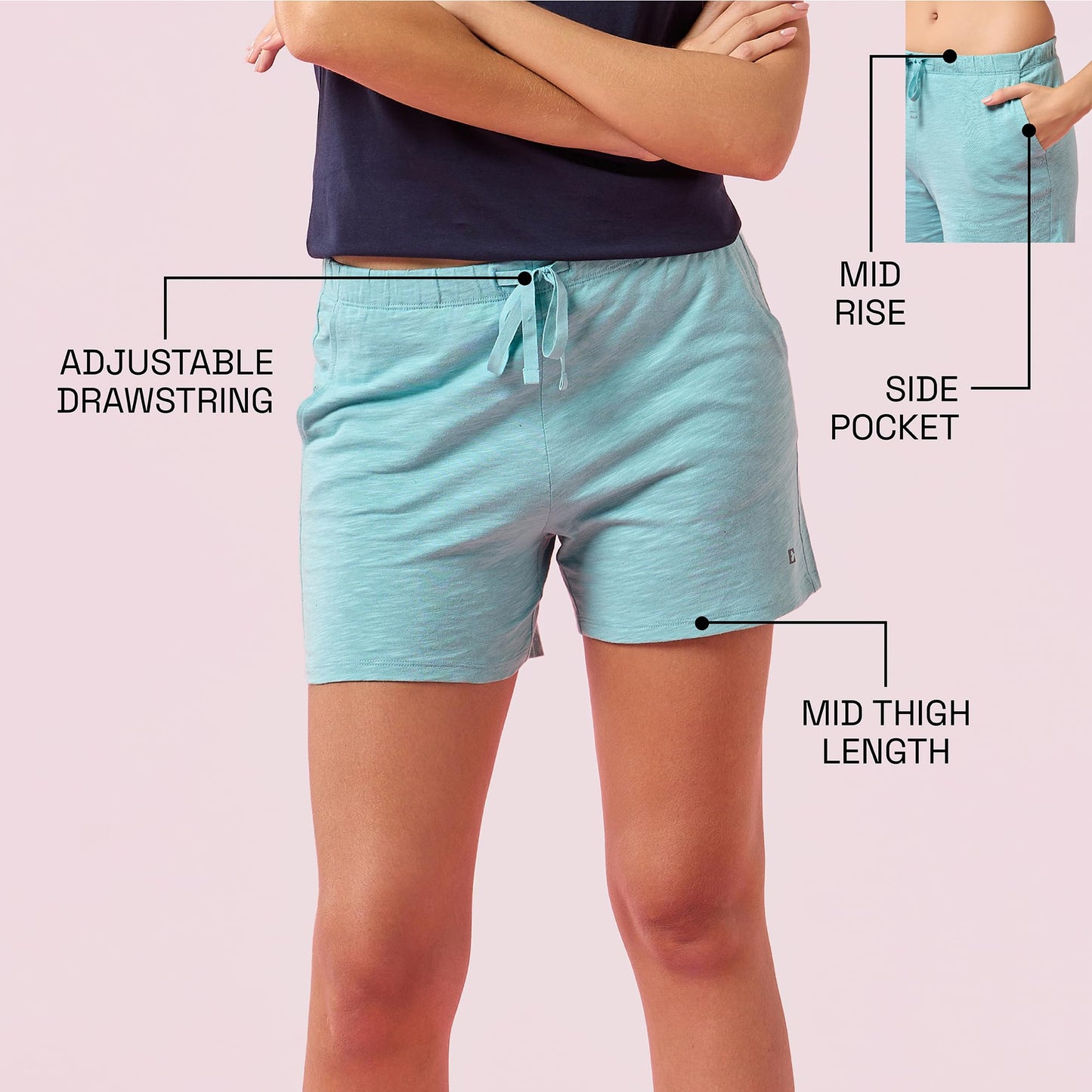 Enamor Womens Boxer Shorts (E062_Marine Blue