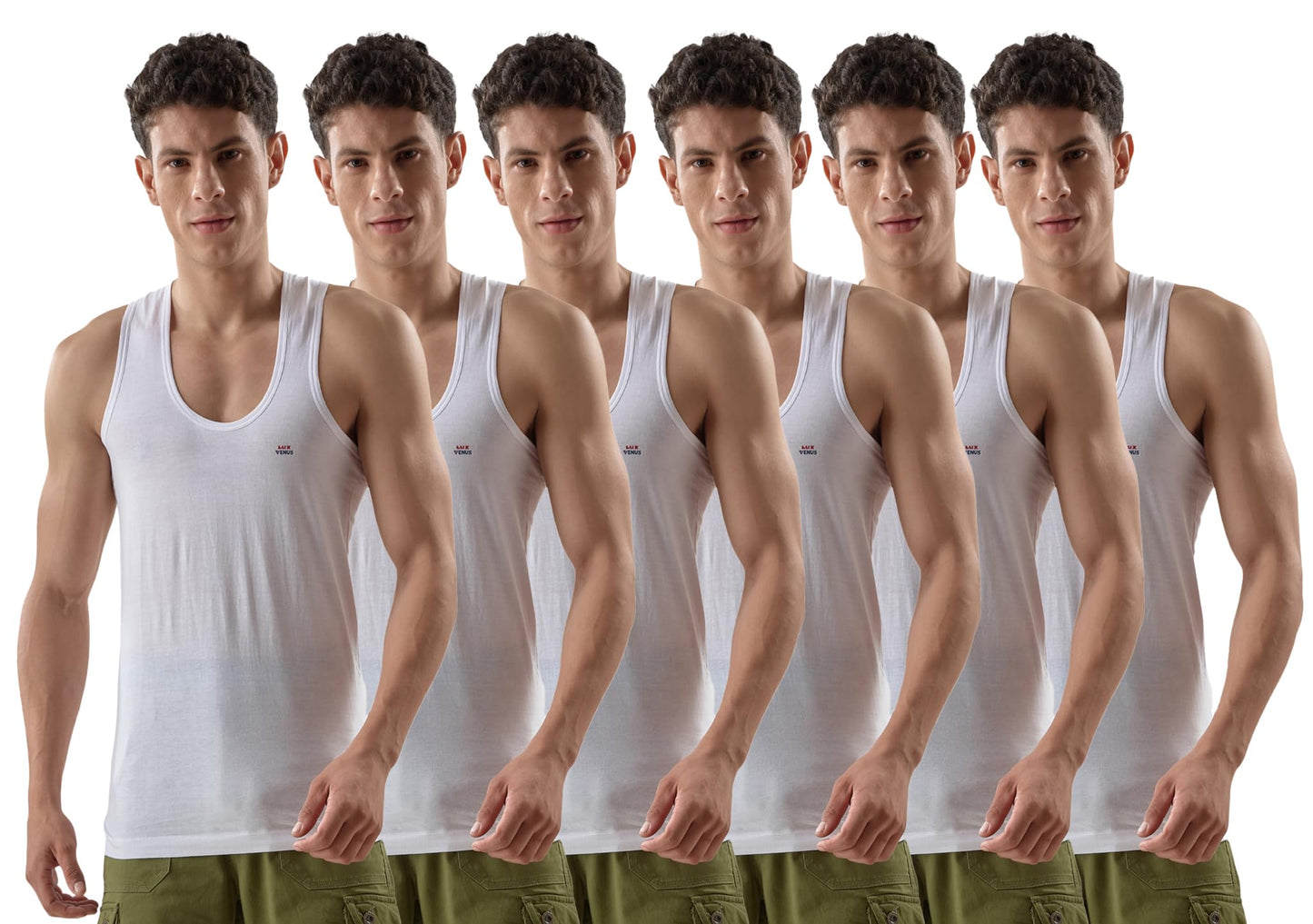 Lux Venus Vest For Men White | 100% Cotton | Pack Of 6