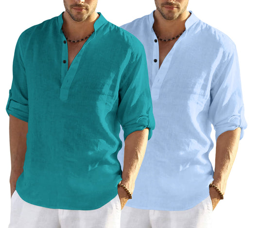 Bellstone MenS Solid Regular Fit Dress Shirt (Kurta800_Combo_Rama_Sky Blue_Xl