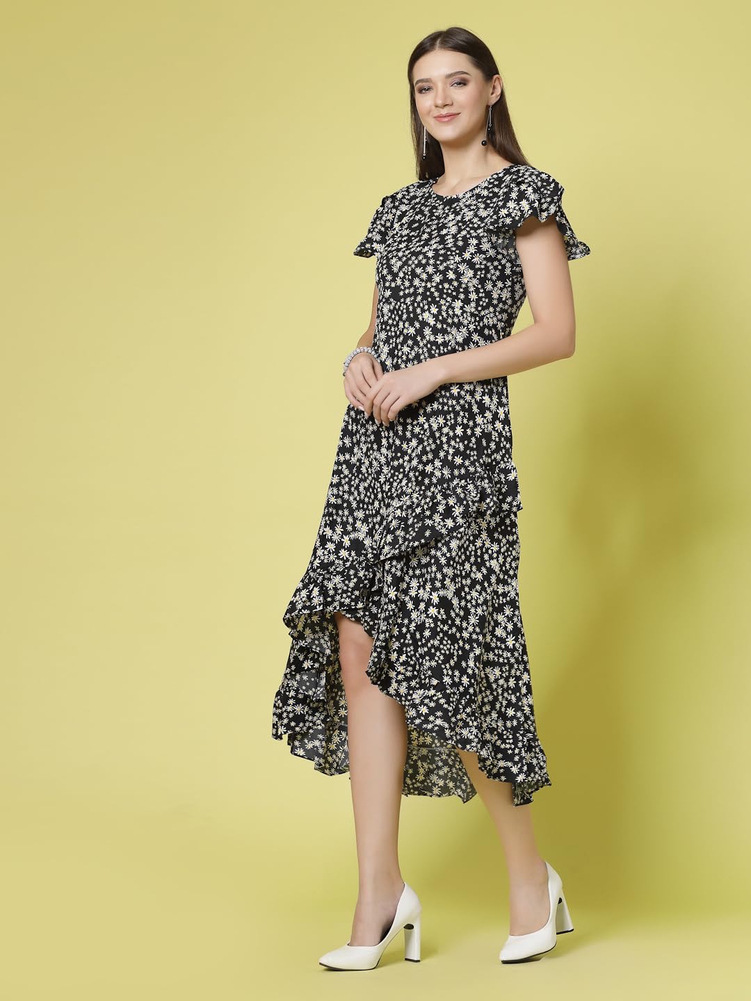 Oomph! Dress For Women Stylish| Summer Vacation Style |Floral Print Wrap Maxi |Lightweight Flared Maxi Dress For Casual & Holida