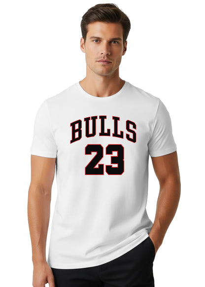 Peppyzone Mens Regular Fit T-Shirt (PZ-Bulls-133_White