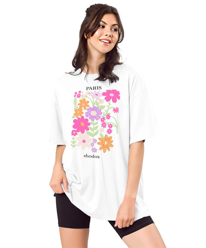 SHODOX Bio-Washed Anti Bacterial 100% Pure Cotton Womens Oversized Aesthetic Premium Printed T-Shirt | Cozy Soft, Less Wrinkles