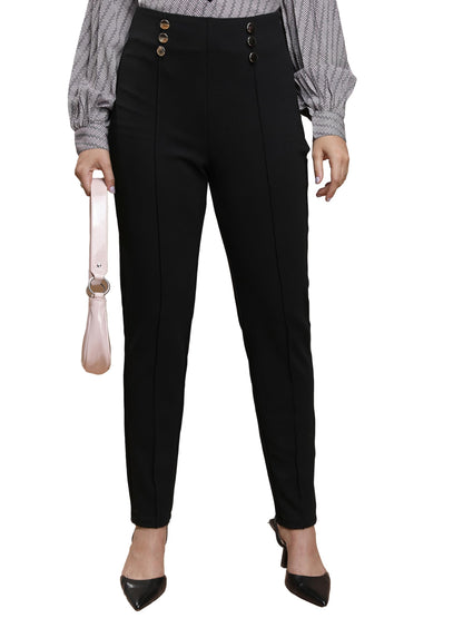 Ketch WomenS Regular Casual Pants (Khpn000005_Black