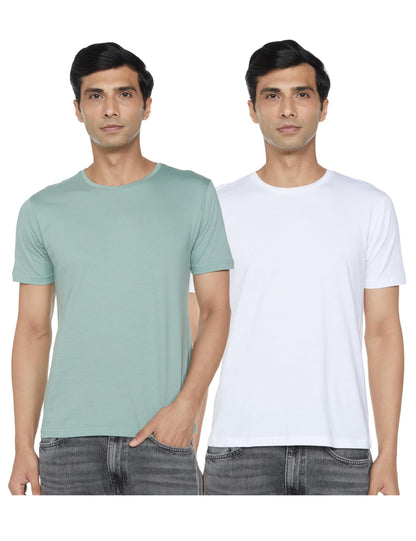 Fyltr MenS Solid T-Shirt - Half Sleeve | Round Neck | 100% Cotton | Regular Fit T-Shirt (Pack Of 2)