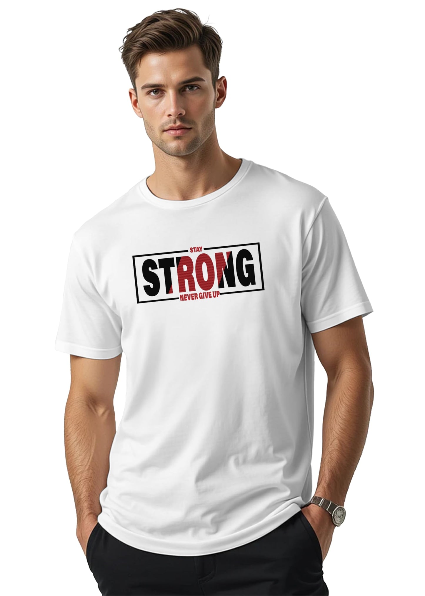 Peppyzone Mens Regular Fit T-Shirt (PZ-Trendy-1210_White3