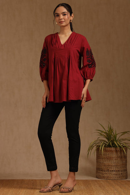 Soch Womens Black Viscose Blend Embroidered Pant with Thread Work