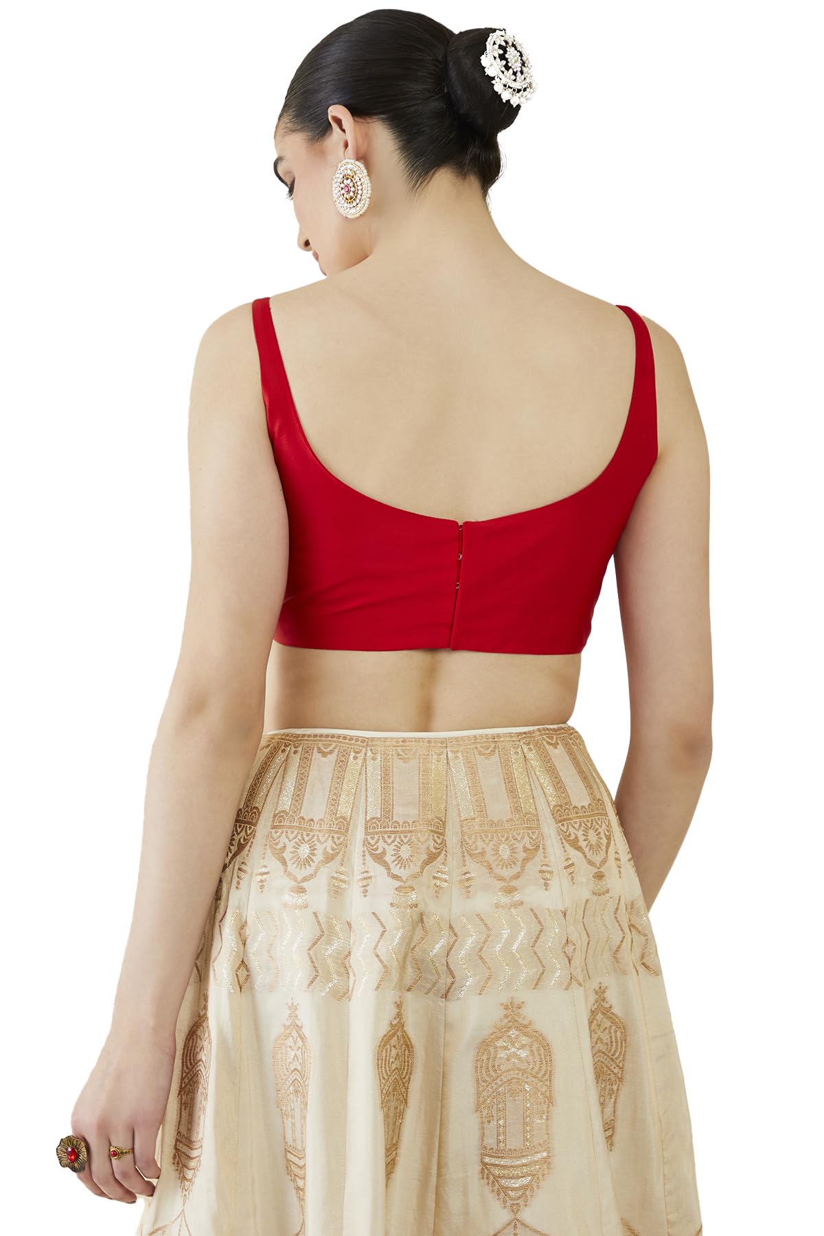 Soch Womens Red Taffeta Solid Sleeveless Padded Blouse