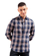 The Indian Garage Co Men Navy Checkered Slim Fit Cotton Casual Shirt