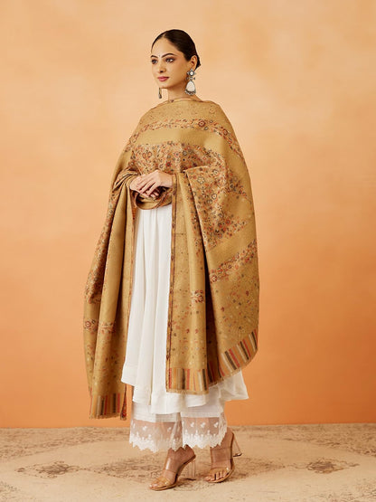 Pashmoda Women Rangrez Kaani Wool Blend Kashmiri Shawl, Stole, Scarf, Luxury Pashmina Evening Wrap (Size: 101 X 203 CM)