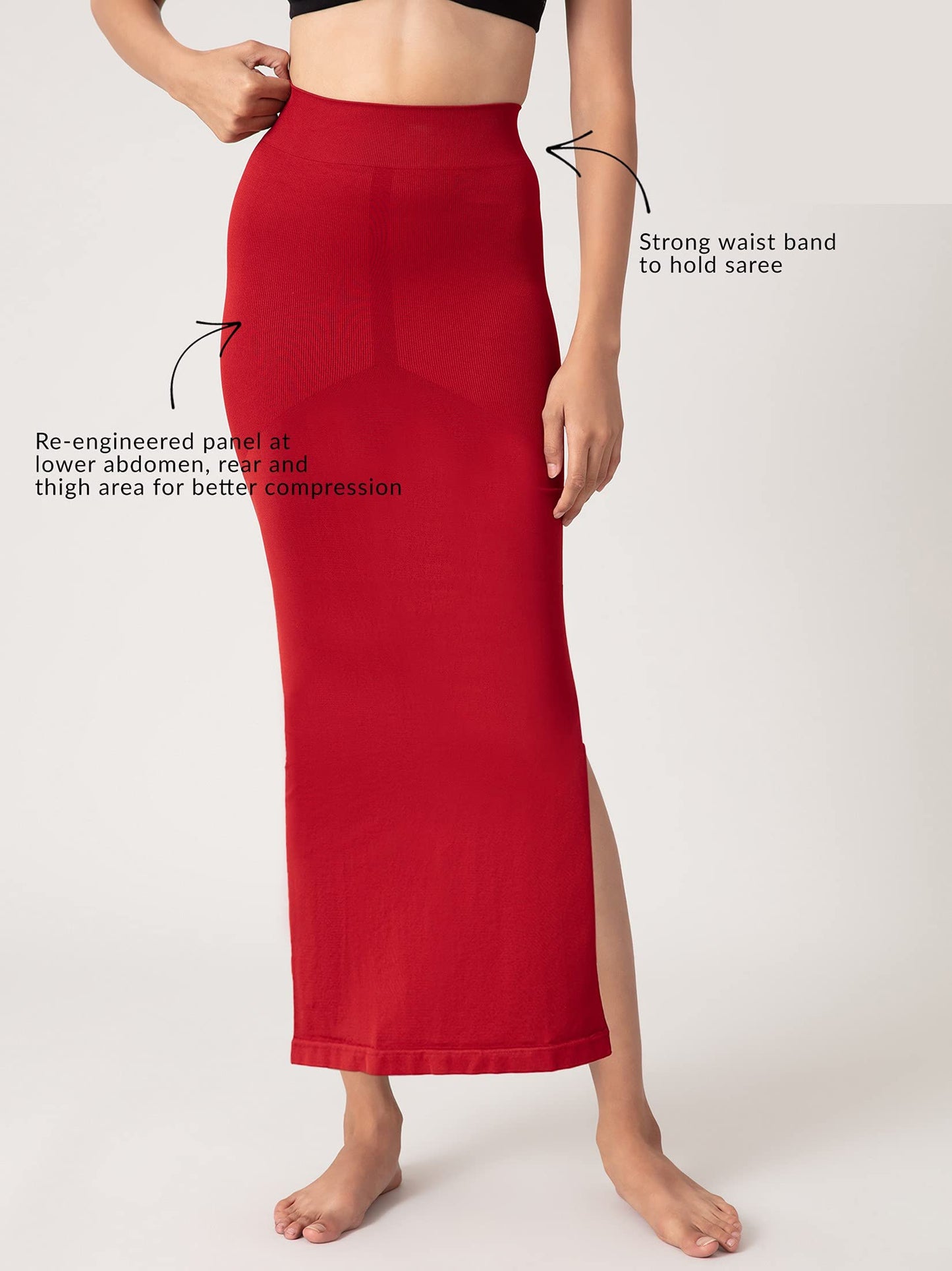 NYKD Seamless Spandex Saree Shapewear for Women PetticoatPeticote Saree Shapewear, NYSH01, Red(Dalhia)