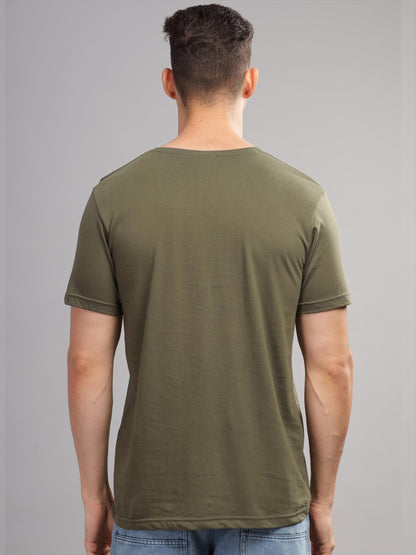 ADRO Mens Printed T Shirt - Premium Cotton Graphic Printed Tshirt - Olive T-Shirt - RN24-BOST-OL