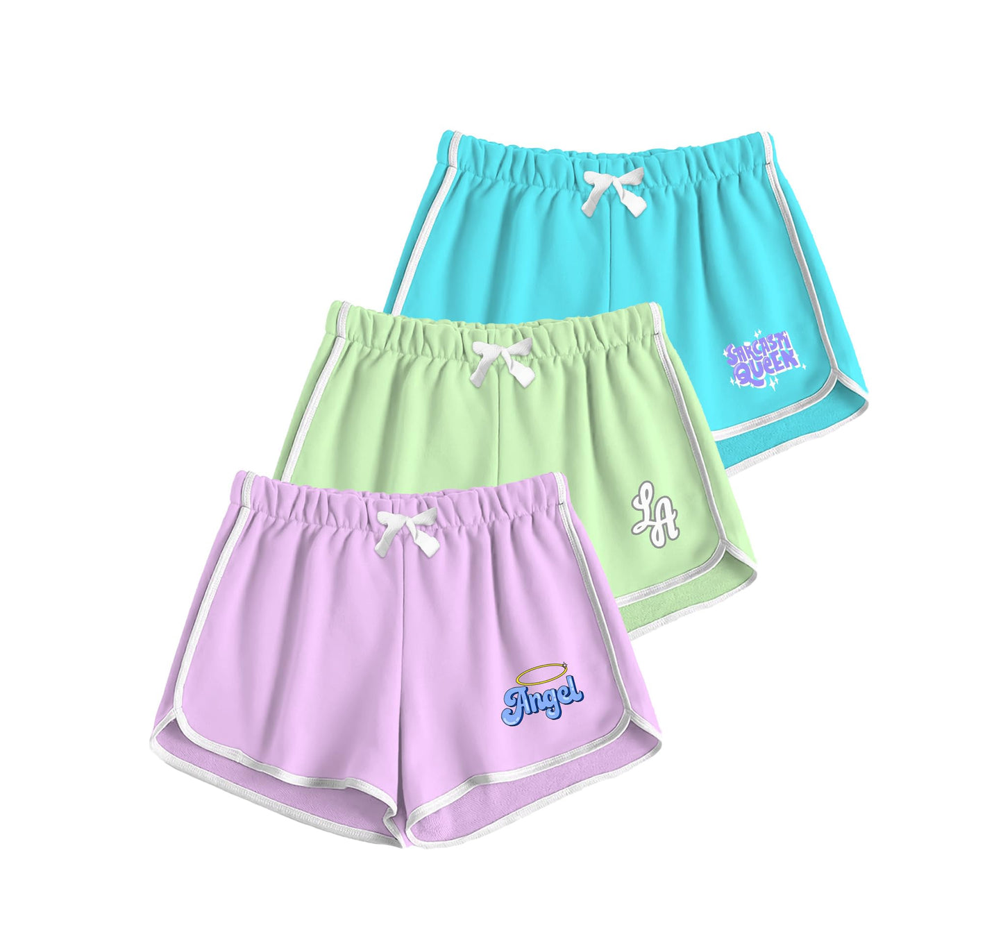 Kyda Kids Girls Cotton Printed Regular Fit Shorts For Summer - Multicolor (Pack Of 3)