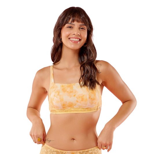 Enamor Womens Nylon Blend Wire Free Casual Padded Bra (F151_Golden Haze