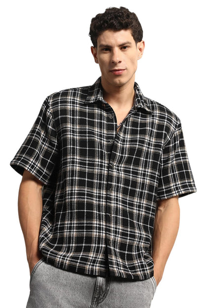 Hubberholme Men Summer Cotton Spread Collar Short Sleeves Oversized Casual Shirt 35