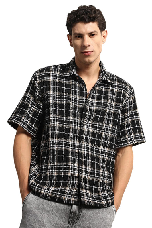 Hubberholme Men Summer Cotton Spread Collar Short Sleeves Oversized Casual Shirt 35