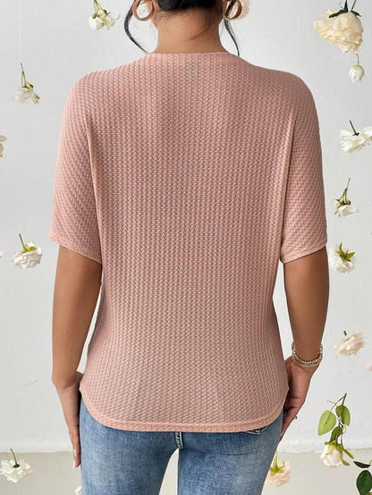 Trillmixa WomenS Reversible Waffle Top | Self Design | Boat Neck | Batwing Sleeves | Super Soft, Stretchable Cotton | Casual, Co