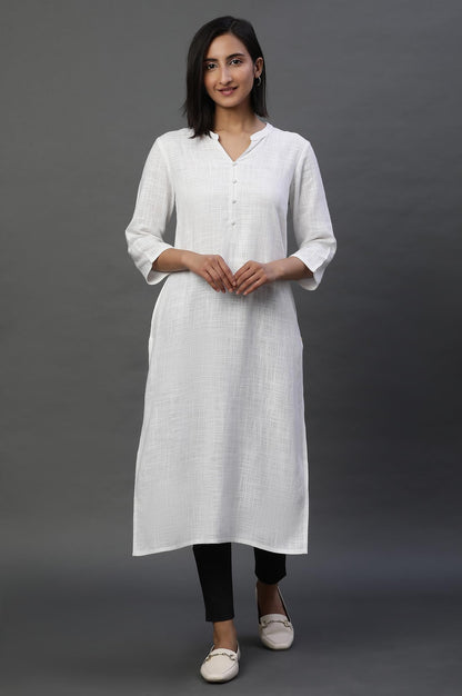Aurelia WomenS Rayon Regular Kurta (24Fea15023-606392_White
