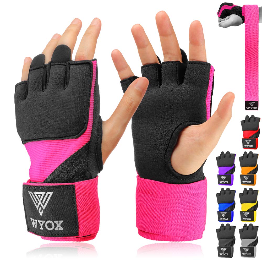 WYOX Gel Quick Hand Wraps for Boxing MMA Kickboxing - EZ-Off & On - Padded Knuckle with Wrist Wrap Protection for Men Women Yout