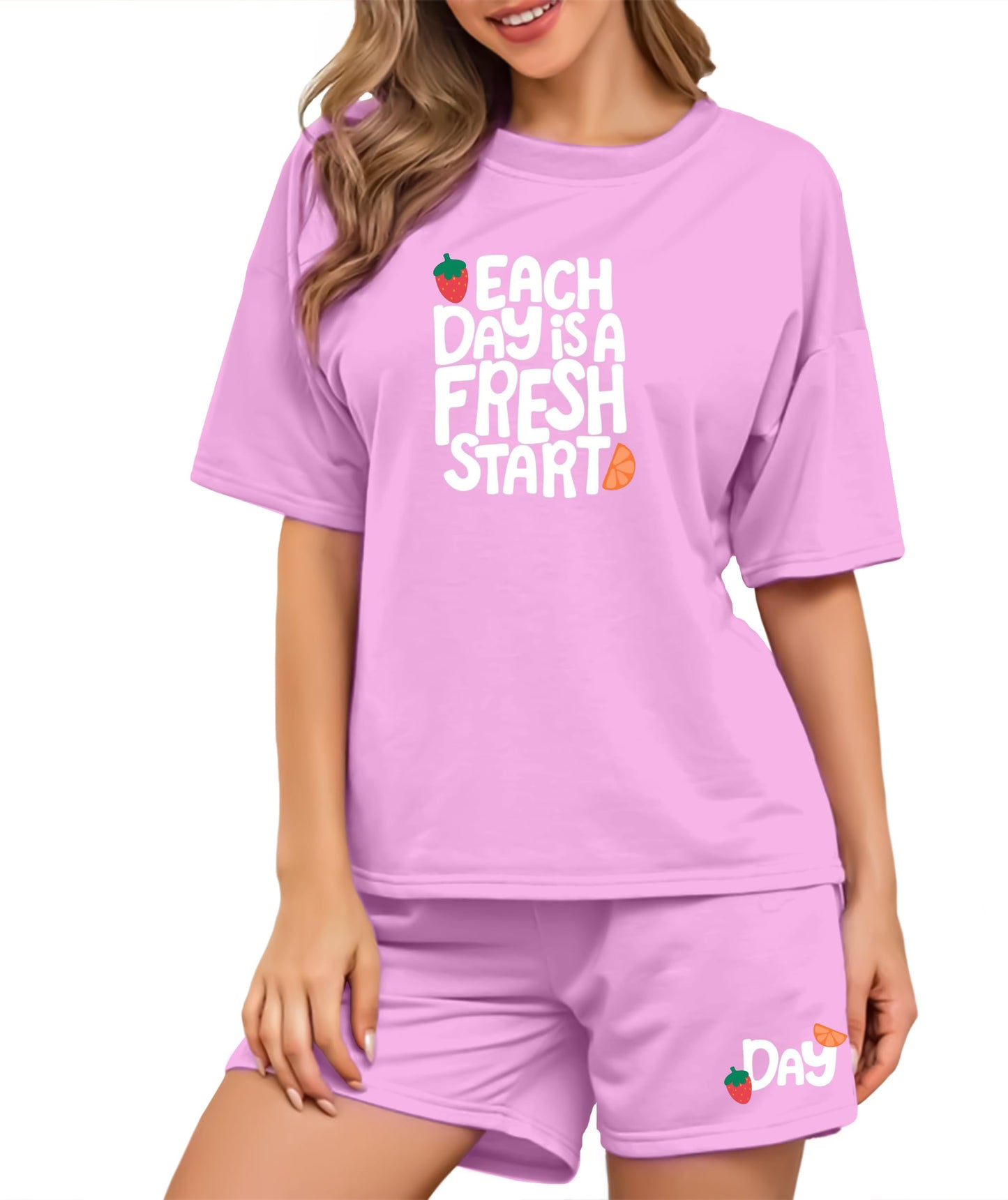 SHODOX Womens Cotton Blend Printed Tshirt and Shorts Co-ords Set (Pack of 1)