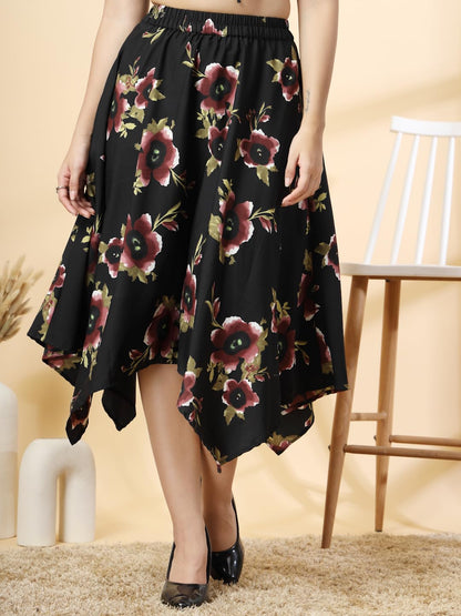 OOMPH! Long Skirts for Women Black - msk171