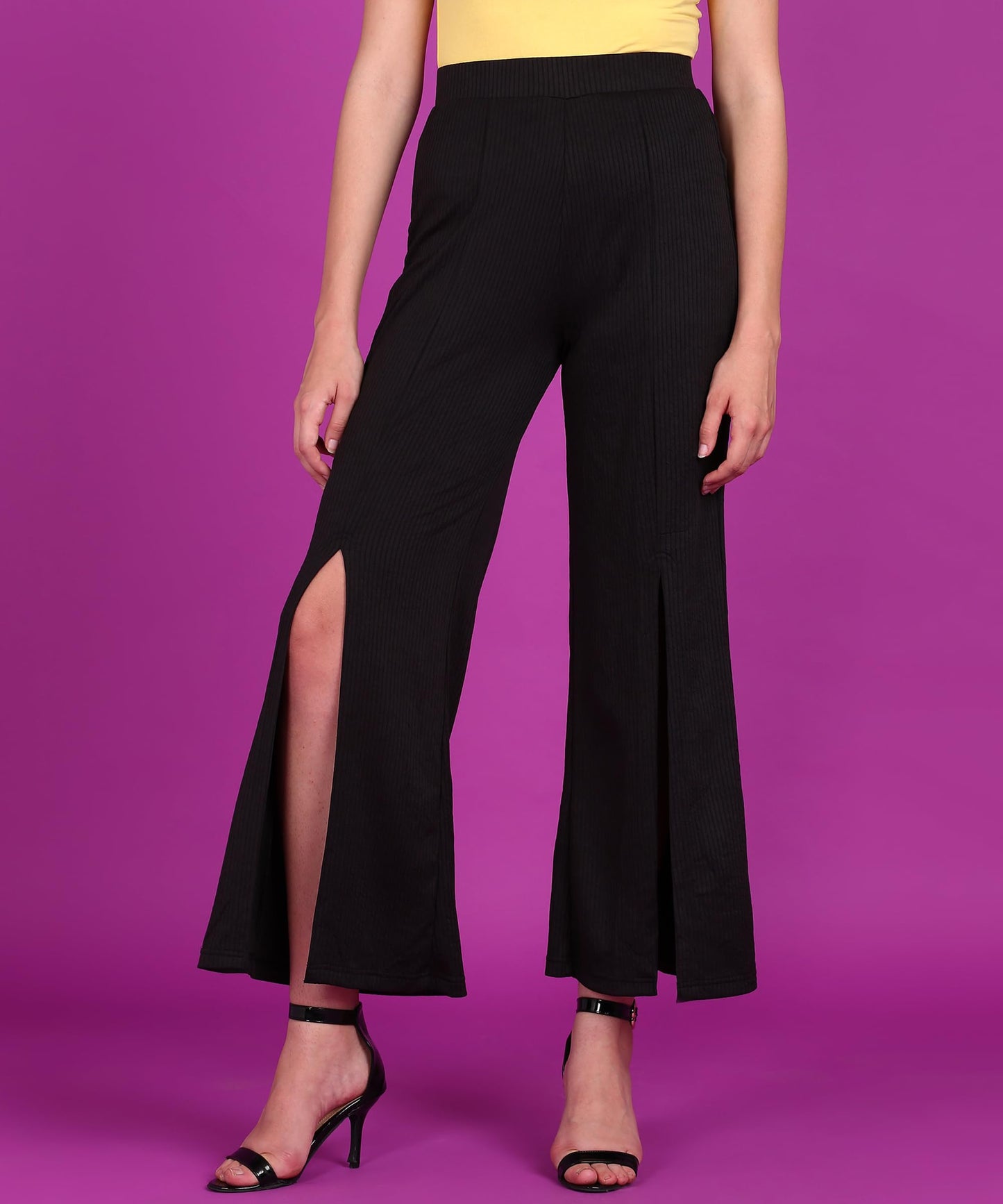 POPWINGS Casual Two Slit Trouser for Women | High-Waist Trouser for Women | Casual Stylish Trouser for Women | Wide-Leg Trouser