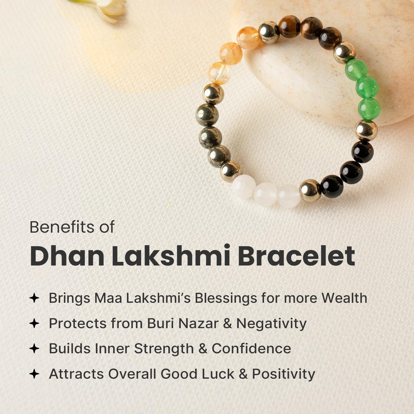 Astrotalk Dhan Lakshmi Bracelet | Attract Wealth, Abundance & Confidence | Pyrite, Citrine, Tiger Eye, Aventurine & Hematite | Crystal Bracelet for Man & Woman | Gift for Man & Woman