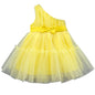 A.T.U.N. Girls Solid One Shoulder Bow Fit & Flare Dress Yellow