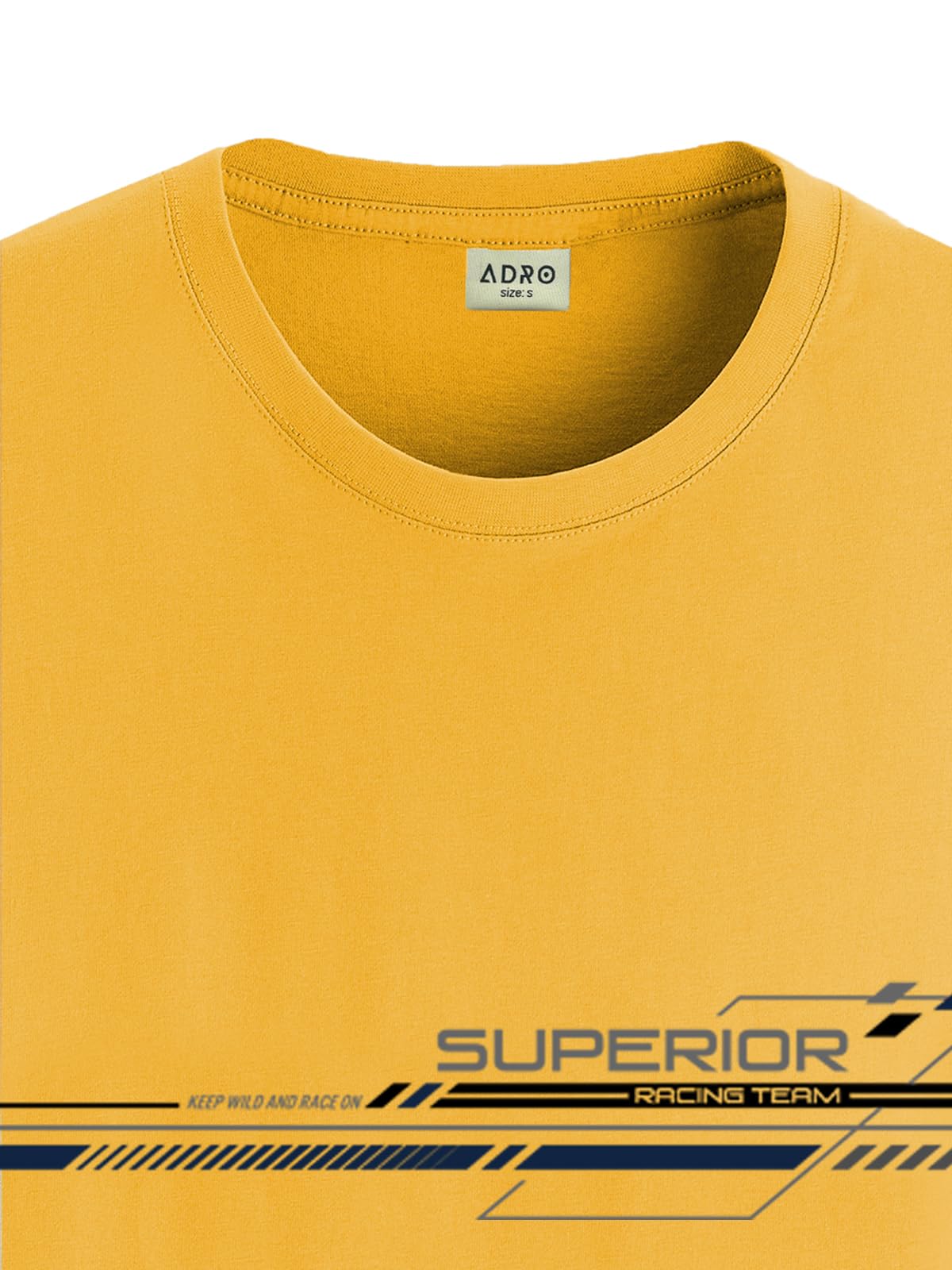 ADRO Men's Graphic Printed 100% Cotton T-Shirt - Regular Fit, Printed T-Shirts for Men (RN24-RAC-MU_Mustard)