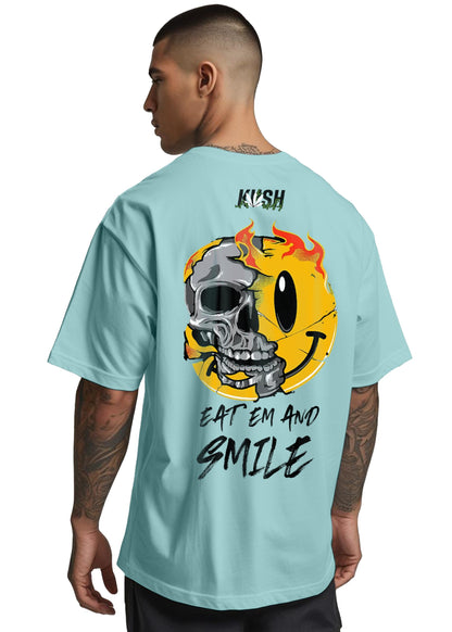 Peppyzone Mens Oversized Fit T-Shirt (PZ-OST-Trendy44_Sky Blue