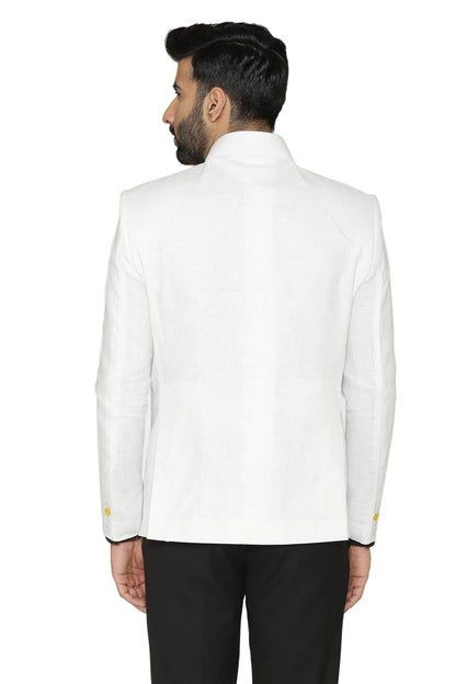 WINTAGE Mens 100% Linen Festive and Casual Blazer Coat Jacket : White