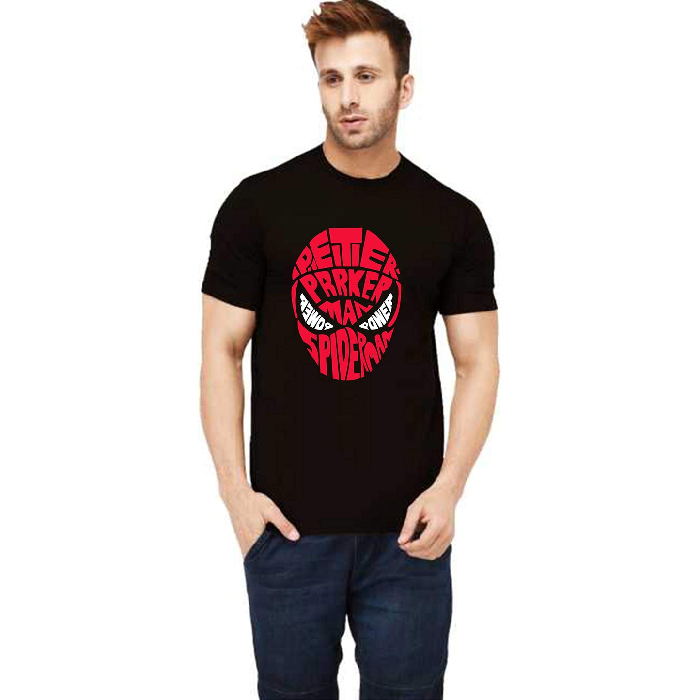 Uniplanet Store MenS Cotton T Shirt With Spiderman Theme Round Neck Half Sleeves Graphic Printed Pattern Regular Fit And Standa