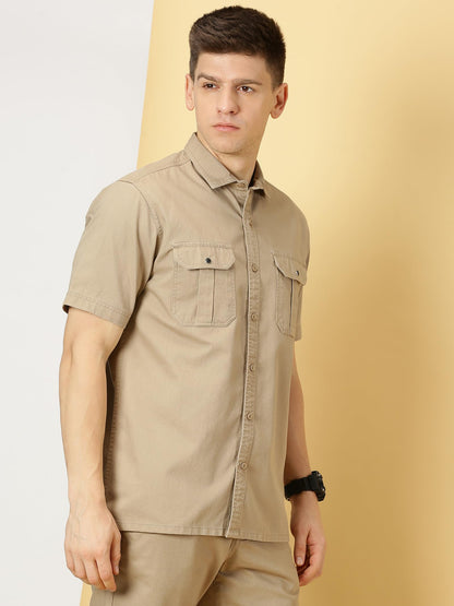 Thomas Scott Mens | Half Sleeve | Double Pockets | Solid | Regular Fit Plus Size | 100% Cotton | Spread Collar | Casual Shirts (
