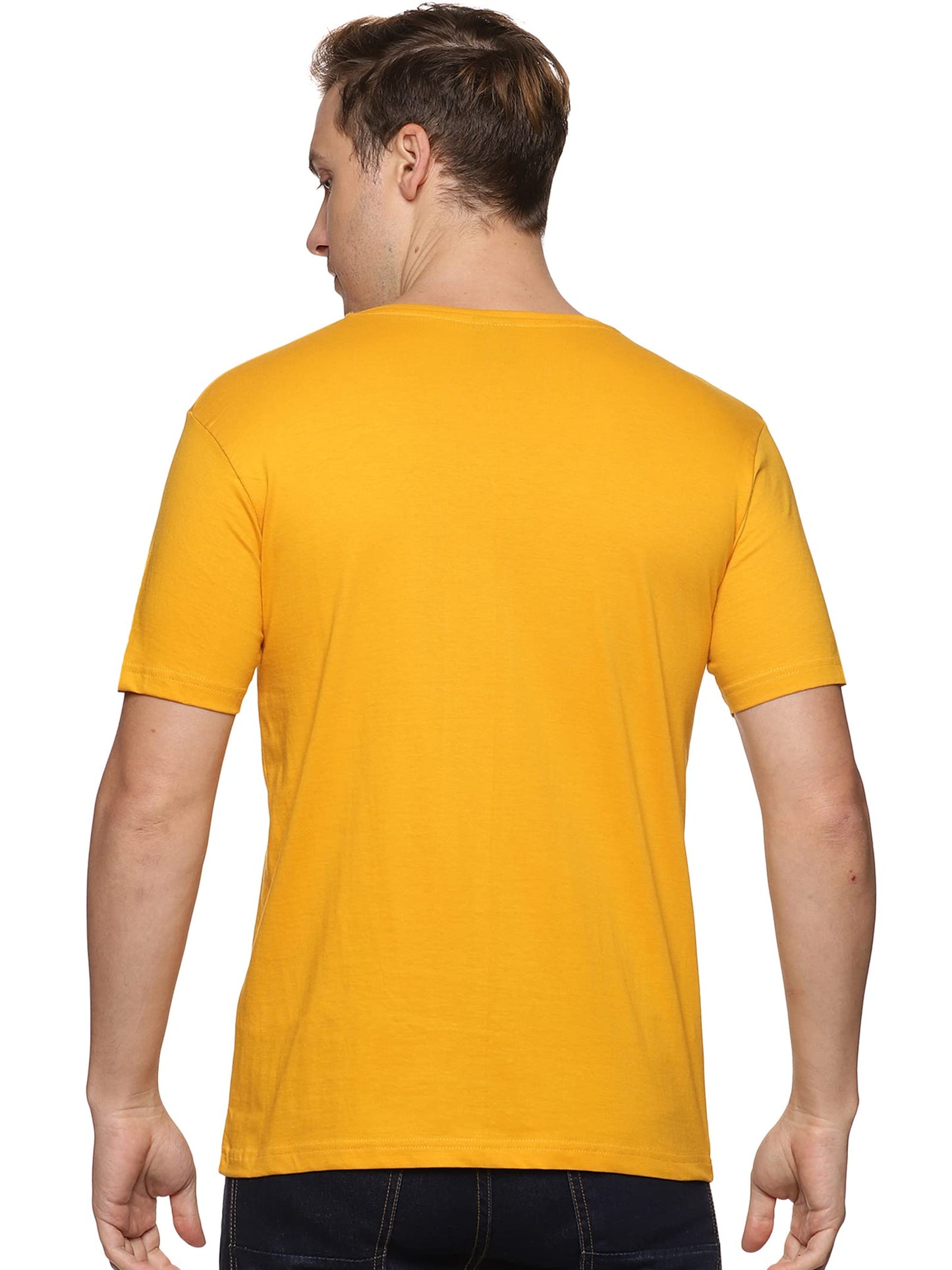 ADRO Men's 7 Number Design Printed T-Shirt (RN23-M-777-MU_Mustard)