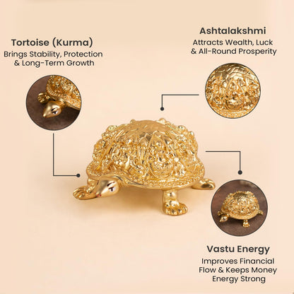 Astrotalk Ashtalakshmi Tortoise Idol | Divine Laxmi Idol Carved Turtle for Wealth, Harmony & Financial Stability | Vastu Tortoise for Good Luck for Home, Pooja Room & Office | Gift for Man & Woman