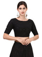 OOMPH! Cotton Readymade Blouse for Women, Hakoba, Black, Boat Neck
