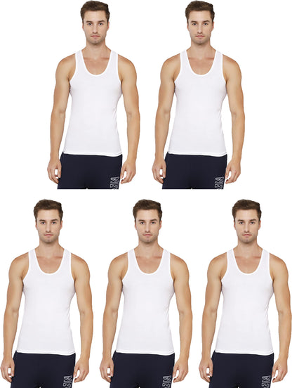 Rupa Mens Solid Regular Fit Vest (Jon_PO5_White